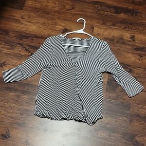 Black and White Striped Women's Top